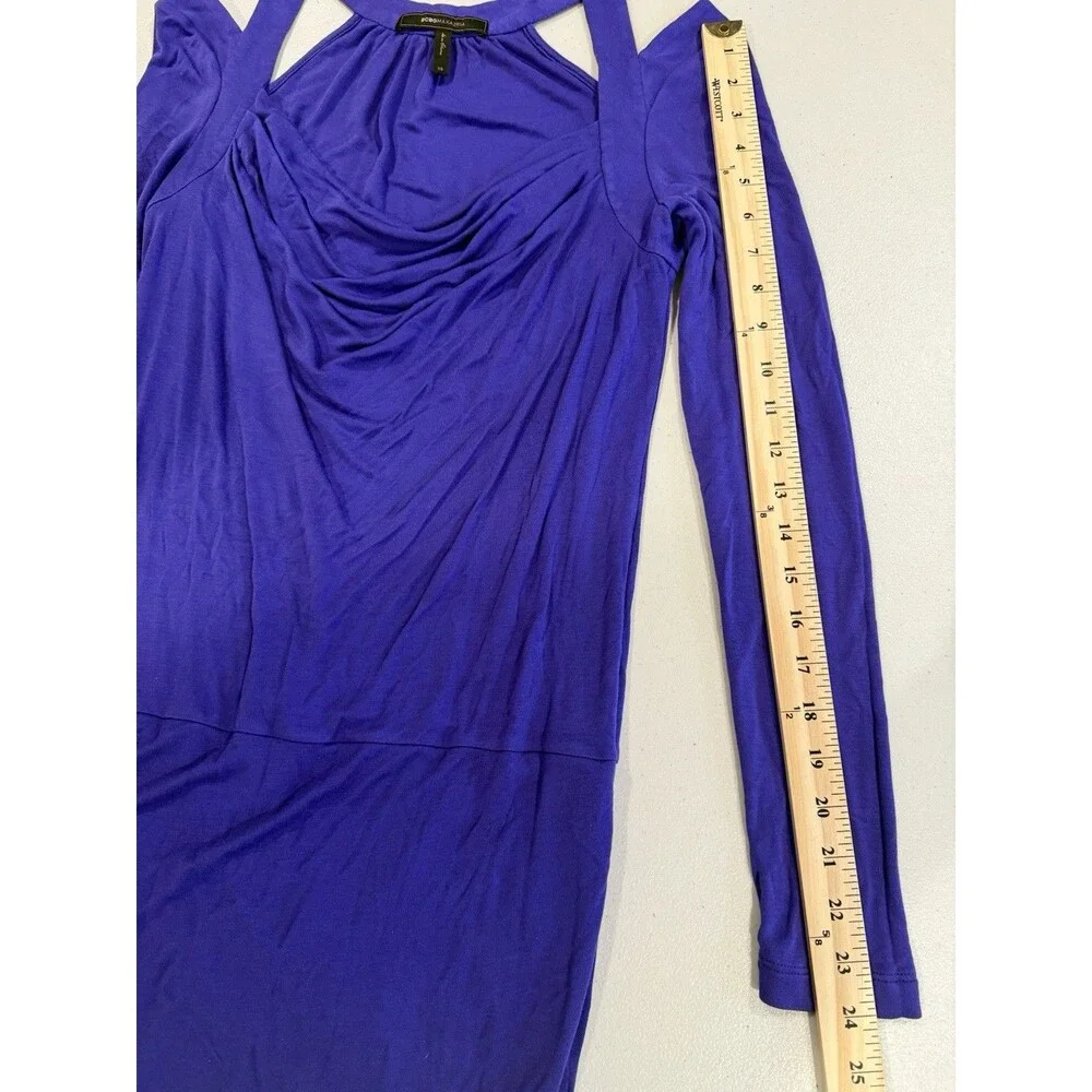 BCBGMaxazria Mini Dress XS Cold Shoulder Party Club Y2K Stretch Minimal 2000s